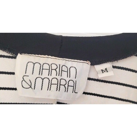 Marian & Maral Y2K Retro White Black Stripe Tunic Dress Cap Sleeve Medium - Picture 2 of 5